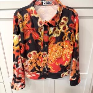 Kokomo Womens Canvas Jean Jacket Orange Red Black Medium